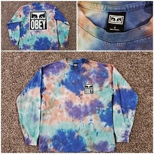Obey Eyes Icon Tie Dye Long Sleeve Shirt Size Large Skateboarding